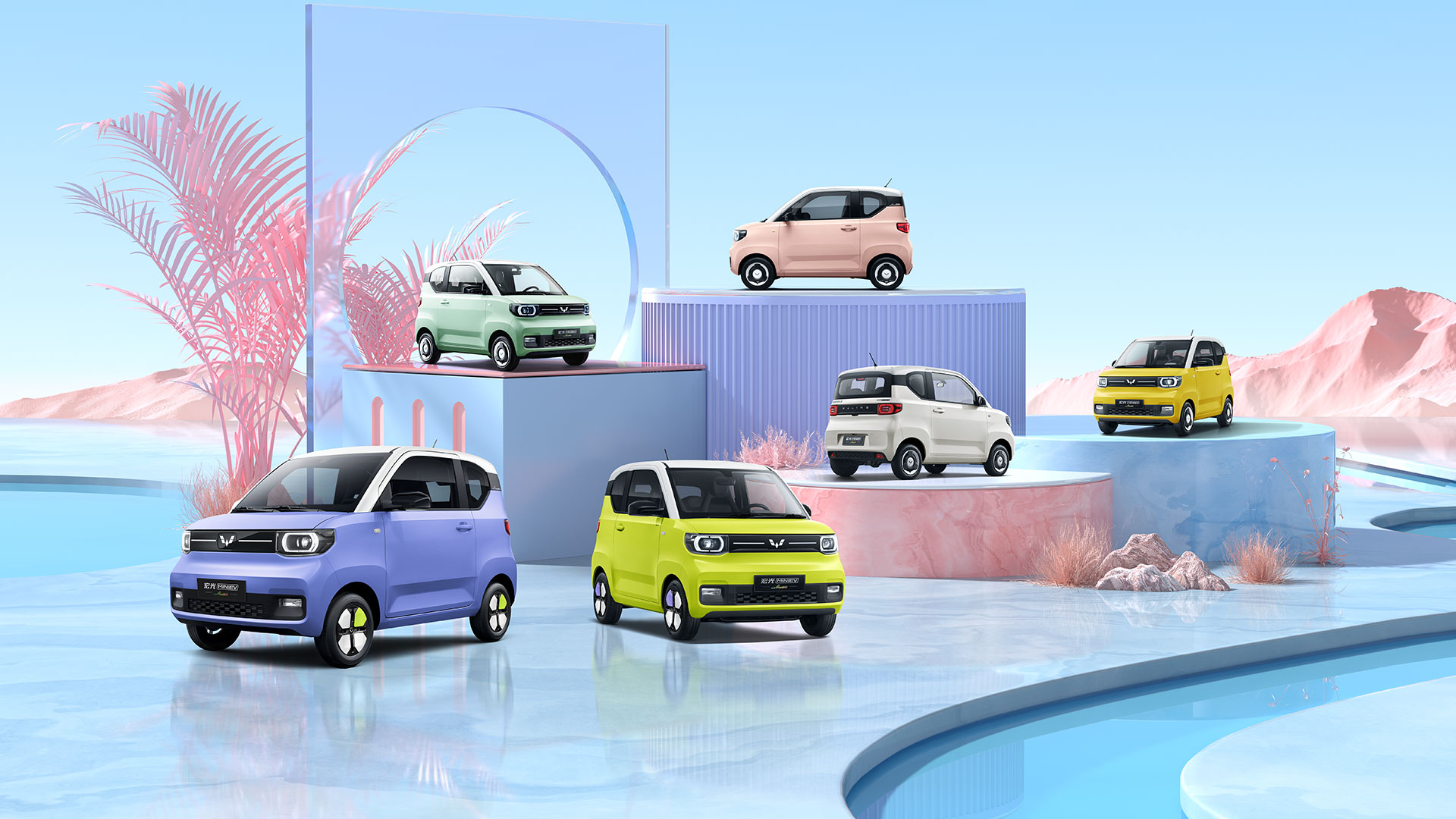 2022 2023 Wuling Mini EV Electric cars with high speed and 3-door 4-seat Body structure