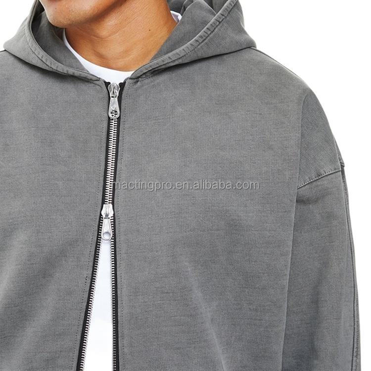 Breathable Custom Logo Men's 100% Cotton Hoodie French Terry Zipper Up Oversized