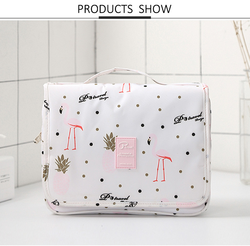 Printed Waterproof Wash Bag Women Custom Portable Hanging Toiletry Bag