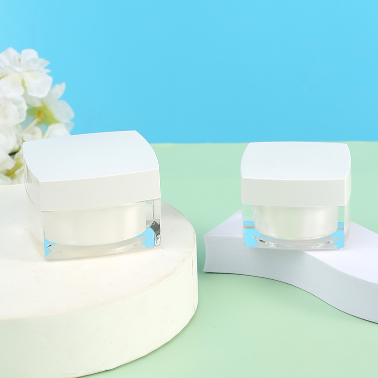 5g10g 15g Acrylic Base Material Luxury Black White Frosted Square Skin Care Cosmetic Facial Cream Plastic Container Cream Jar