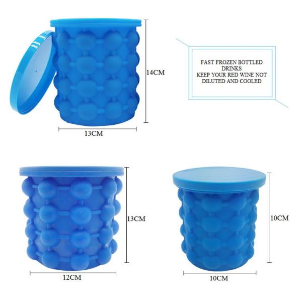OD 13cm Dual Cavity Silicone Ice Bucket For Champagne Cooling