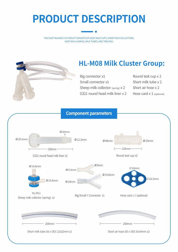 Milking Machine System Goat Milking Cluster Group Lightweight Easy To Install