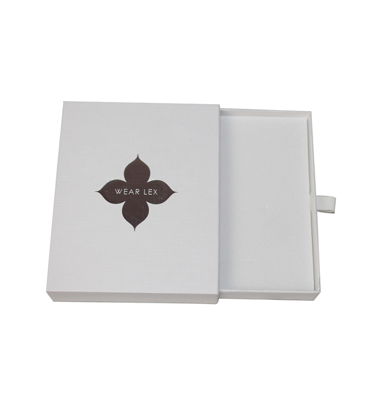 Other Gift Craft Surface Finish Glossy White Box with Black Silver Hot Foil Logo