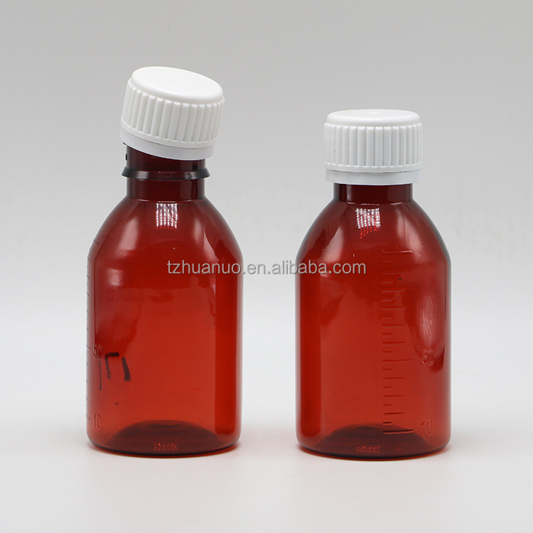 Customized Logo Pharmaceutical Grade 100ml PET Cough Syrup Bottle with Screw Cap