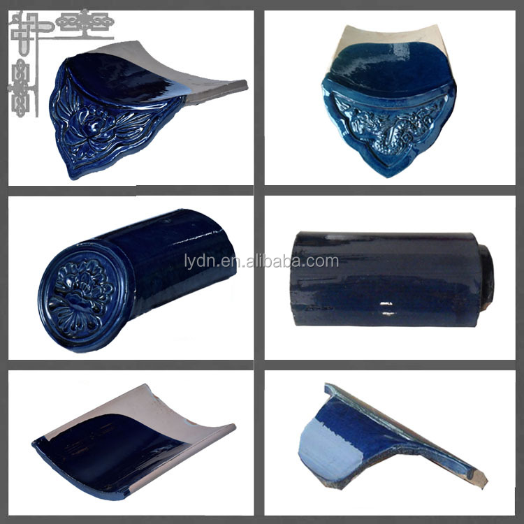 Asian style blue glazed Chinese entrance tiles for archway roof