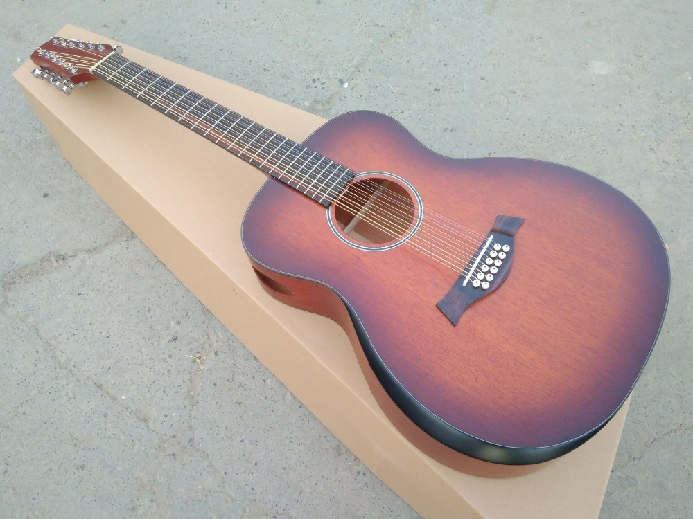 AAAA all Solid 12 strings customize guitara 12 string OM all solid mahogany wood acoustic electric guitar
