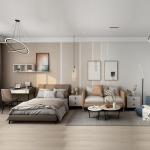 China Manufacturer Contemporary Apartment Bedroom Furniture Bed Wardrobe Desk