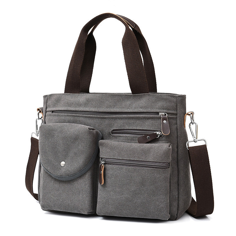 Washable Mens Canvas Briefcase Laptop Bag For 11.6 / 14 Inch Notebook Computer