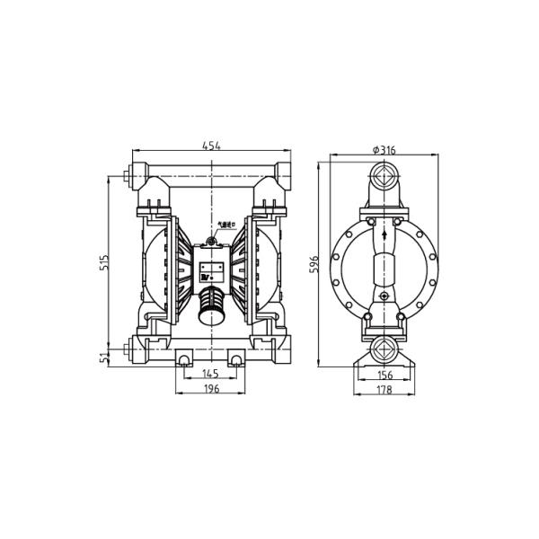 Air Driven Double Diaphragm Pump with 120psi Max Pressure 150gpm Max Flow and PTFE Diaphragm