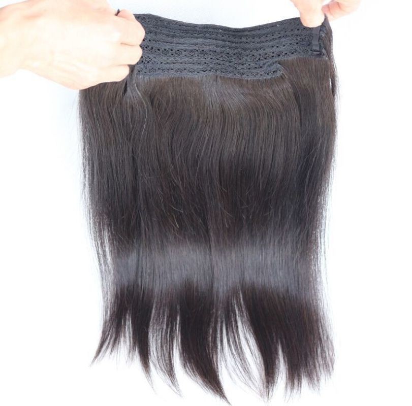 Thick Bottom 120g 10-30 IInches Brazilian Human Hair Silky Straight Halo Hair Extension