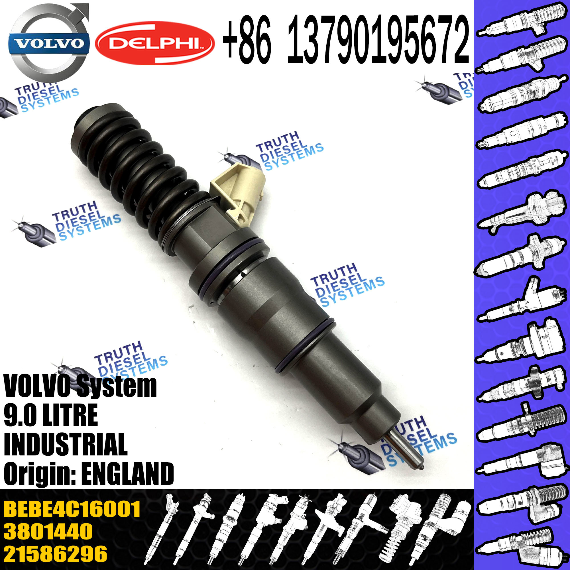3829087 Electronic Unit Injectors common rail fuel injector 21586296 BEBE4C16001 for VOL Penta