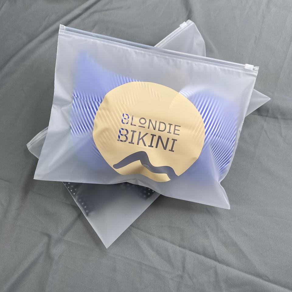 High Quality Customize Printing Logo Frosted Ziplock Plastic Eco Friendly Small Bikini Swimwear Packaging Zipper Bag