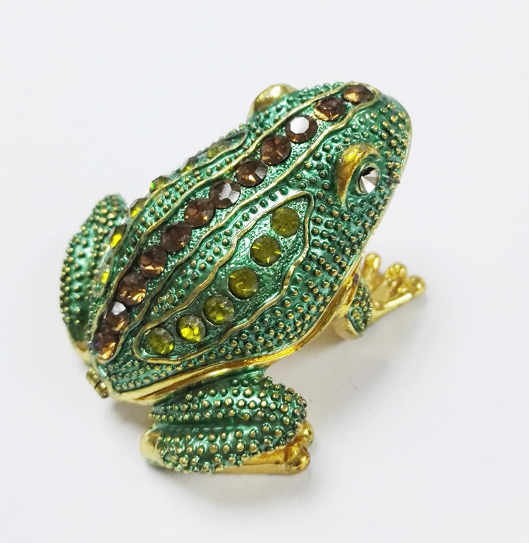New design reinstone enamel Jiraffe frog pewter jewelry box metal pewter frog pewter jewelry box