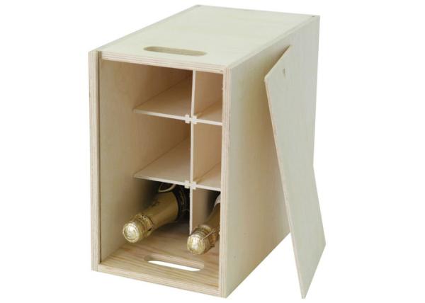 Large Unfinished Wooden Crate Gift Box , Customized Handmade 6 Bottle Wooden
