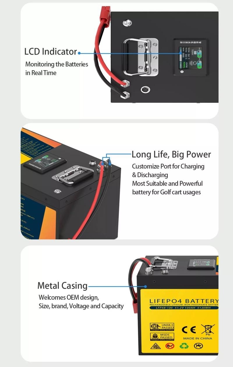 51.2V 60Ah 48 Volt Lithium Battery Pack For Golf Cart Electric Sightseeing Patrol Utility Carts