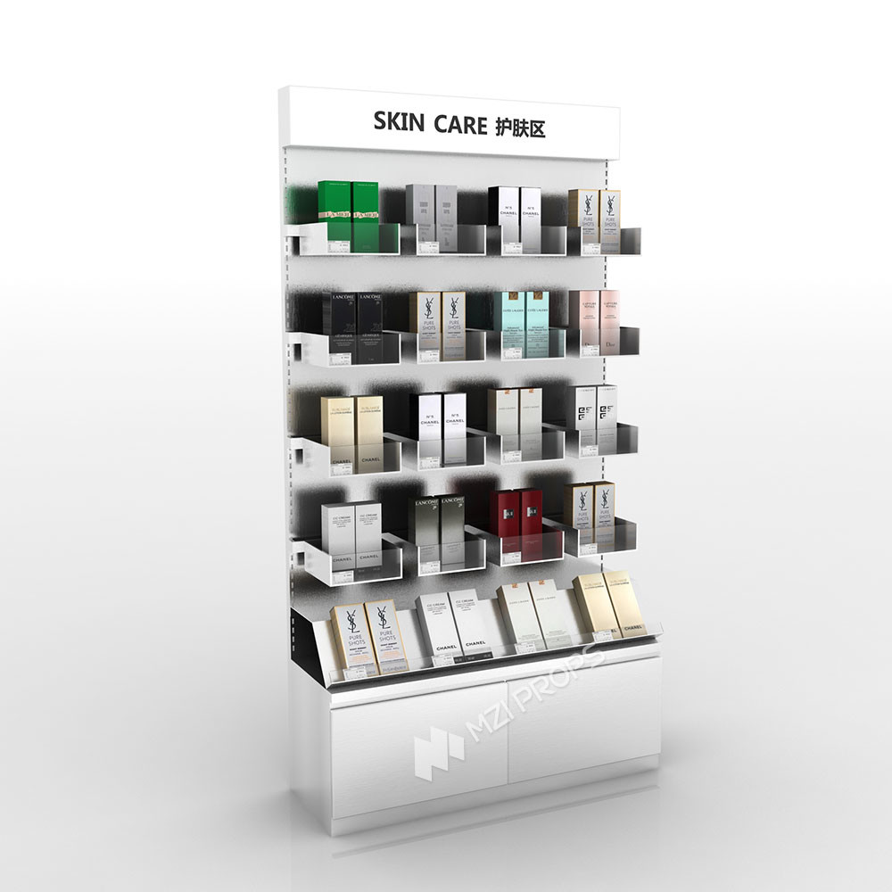 Cosmetic Display Shelf Facial Mask Wall Cabinet With Light-box For Skincare Shop Interior Design