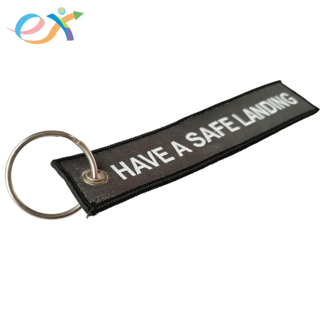 Advertising Gifts Custom Embroidered Keychain Polyester Material Rectangle Shape
