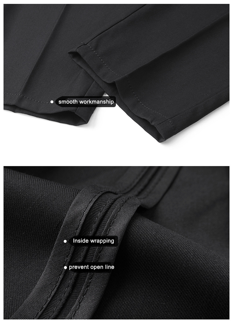 Men's Straight Pattern Khaki Side Pocket Short Shirt Formal Trousers Chino Mid Waist