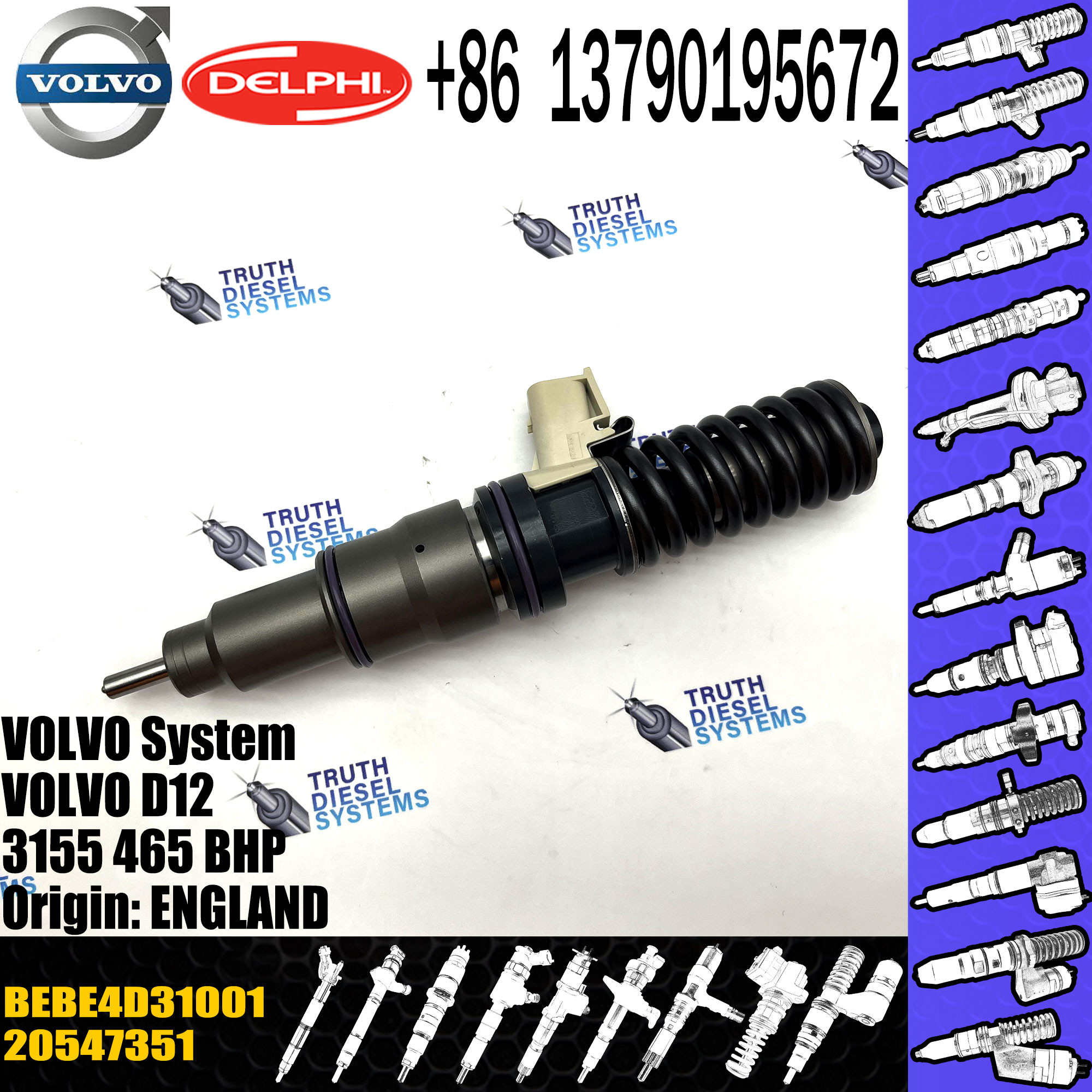 FH12 TRUCK Diesel Injector BEBE4D01101 BEBE4D01201 BEBE4D31001 For VOL injector 20517502 20547351 85000417 EX631017