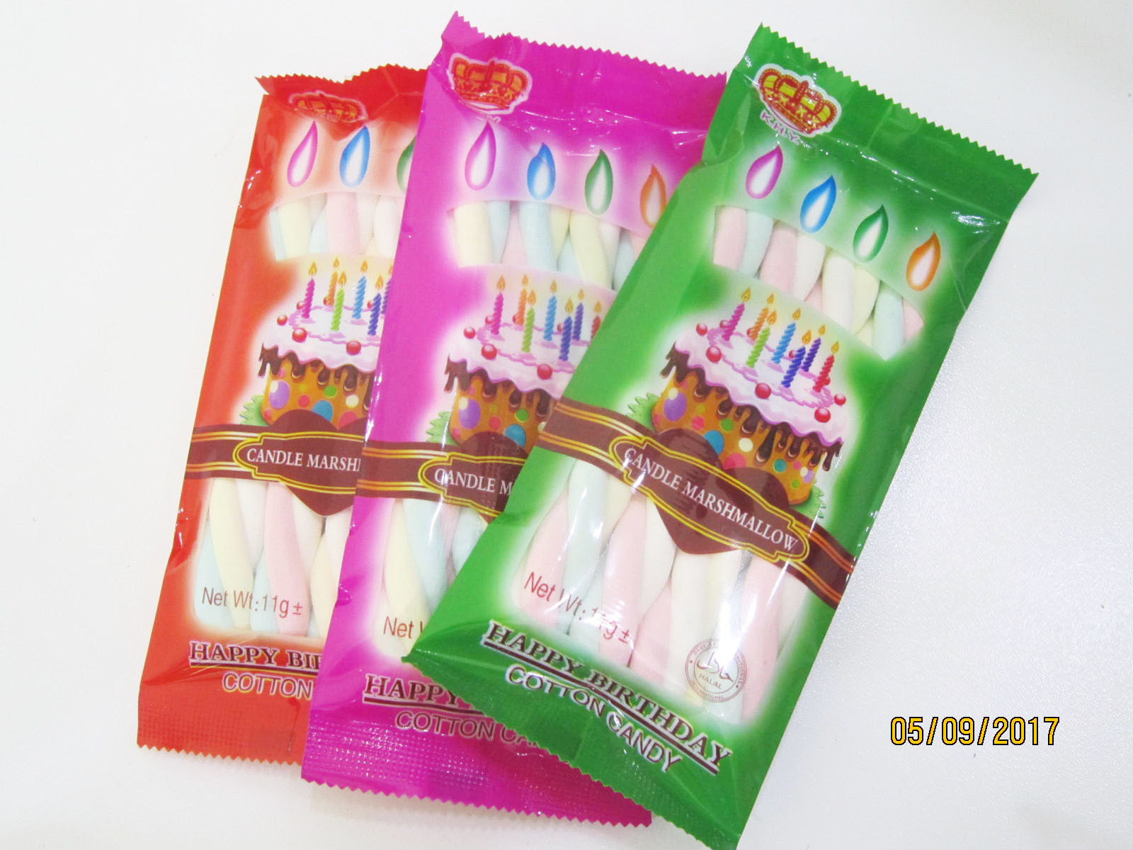Happy Birthday Candle Marshmallow Candy / 11g /4 Pcs In One Bag Twist Cotton Candy