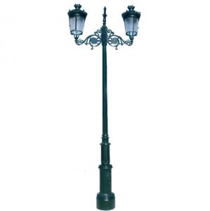 China Twin Head Sand Cast Iron Lamp Post Decorative Street Lamp Post Pole on sale