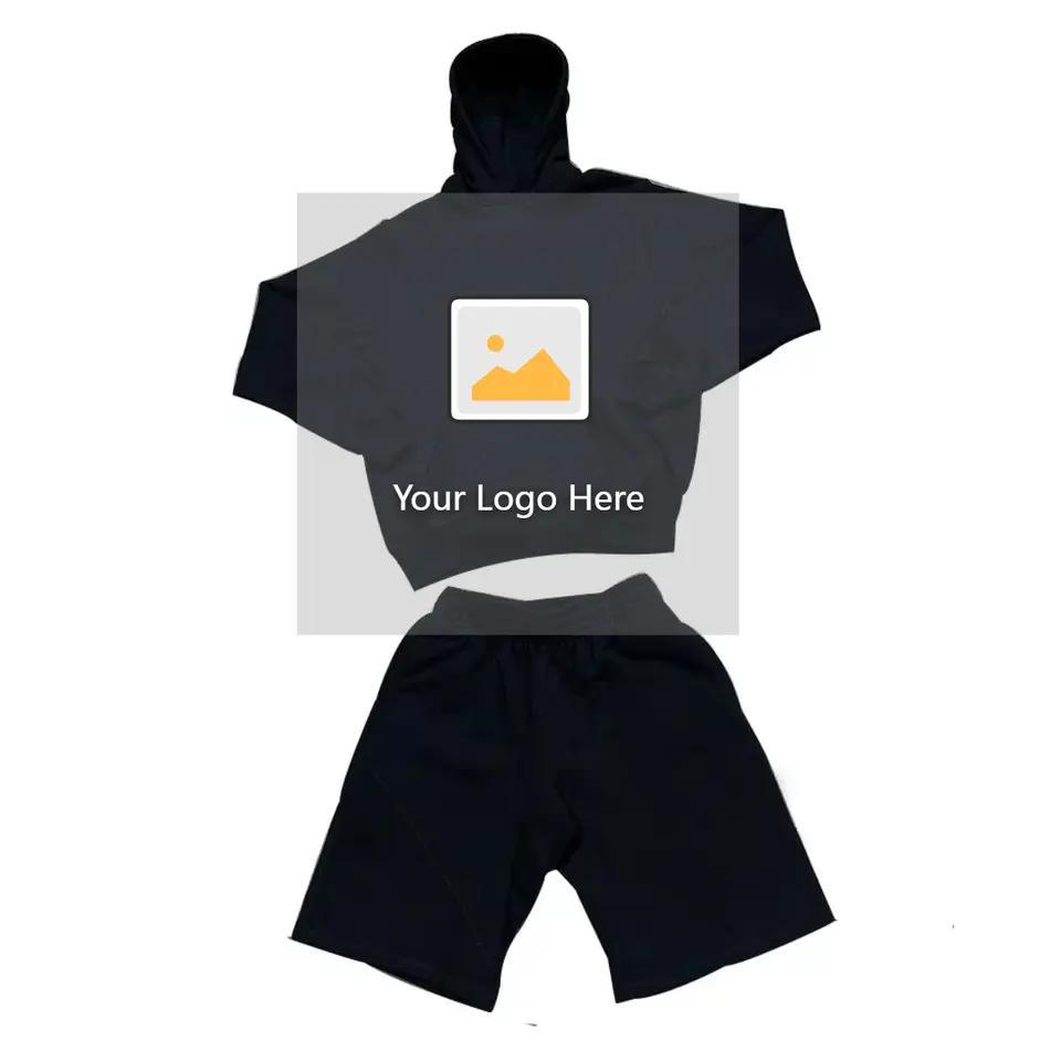 Custom Logo Sportswear Men Tracksuit Private Label Sweat Track Suit Set Shorts Pants Summer Men T Shirt and Short Set for Men