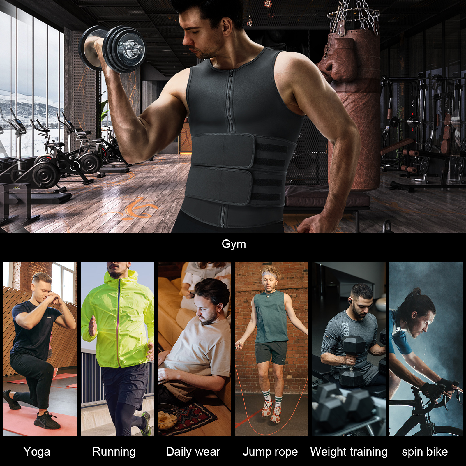 Private Label Neoprene Sweat Vest with Waist Belt Men's Waist Trainer by Waistdear