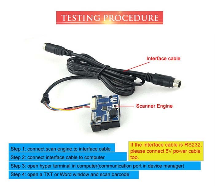 Raspberry Pi 1D CCD OEM Barcode Scanner Module Reading EAN JAN UPC
