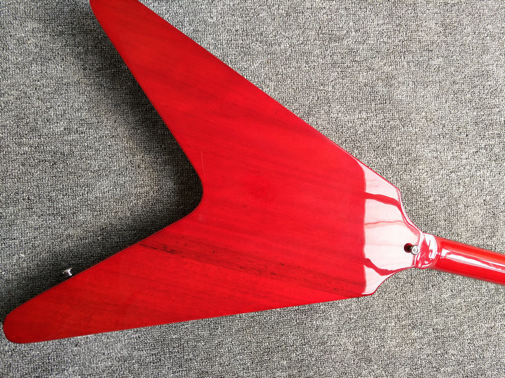 Red Unusual Shaped Flying V Electric Guitar,Rosewood Fingerboard