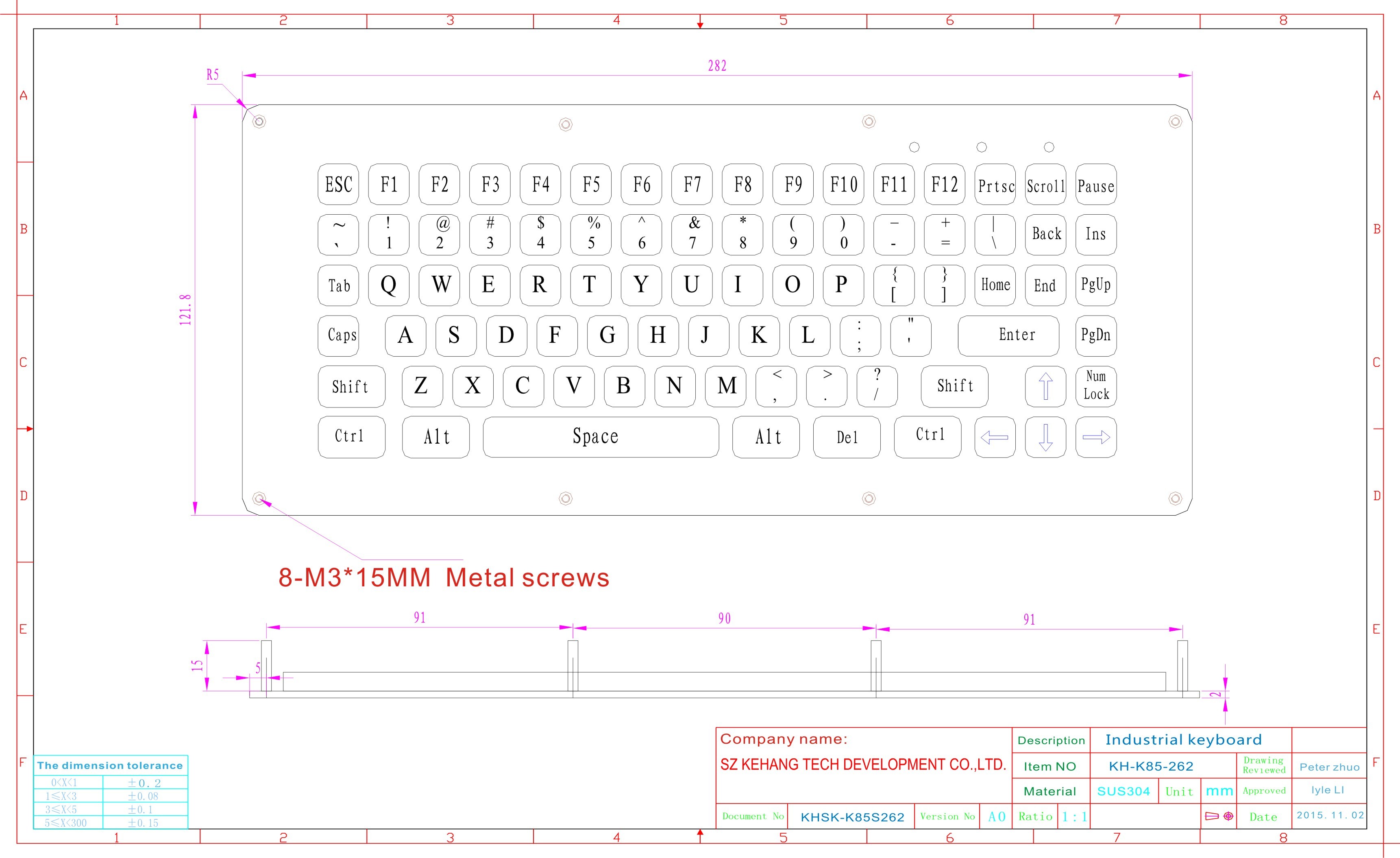 85 Keys Mini Industrial Metal Keyboard with dust - proof , anti - corrosive