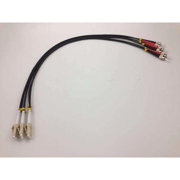 Low Insertion Loss Fiber Optical Patch Cord ST To LC Duplex Black LSZH Jacket