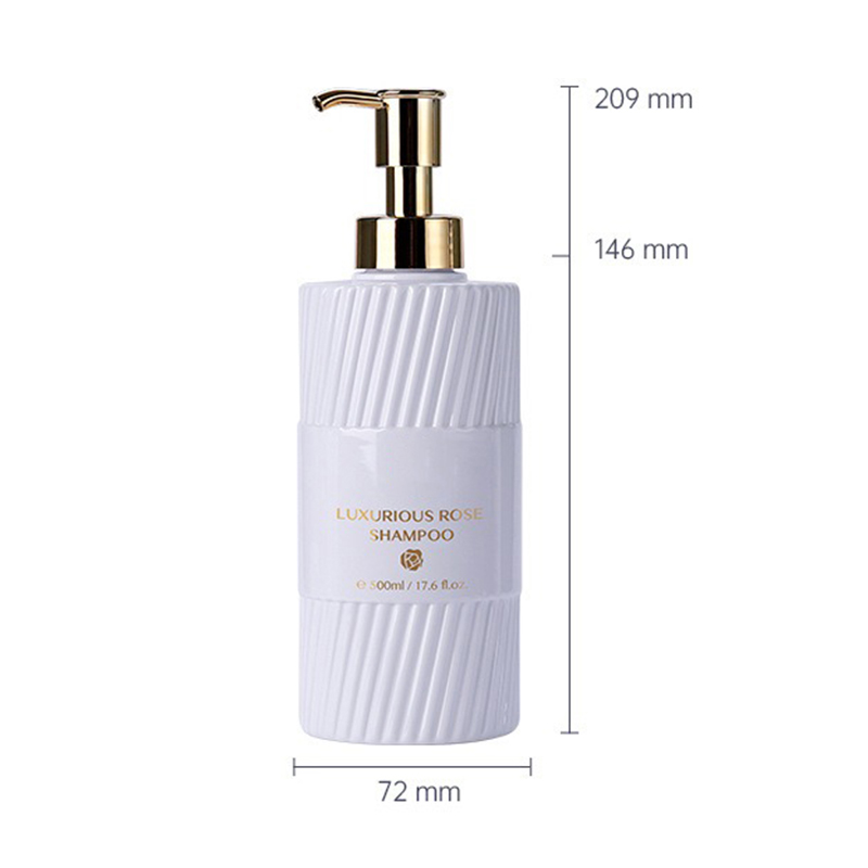 500ml White/Black cylindrical smooth and Spiral pattern with golden pump for shampoo lotion bottle