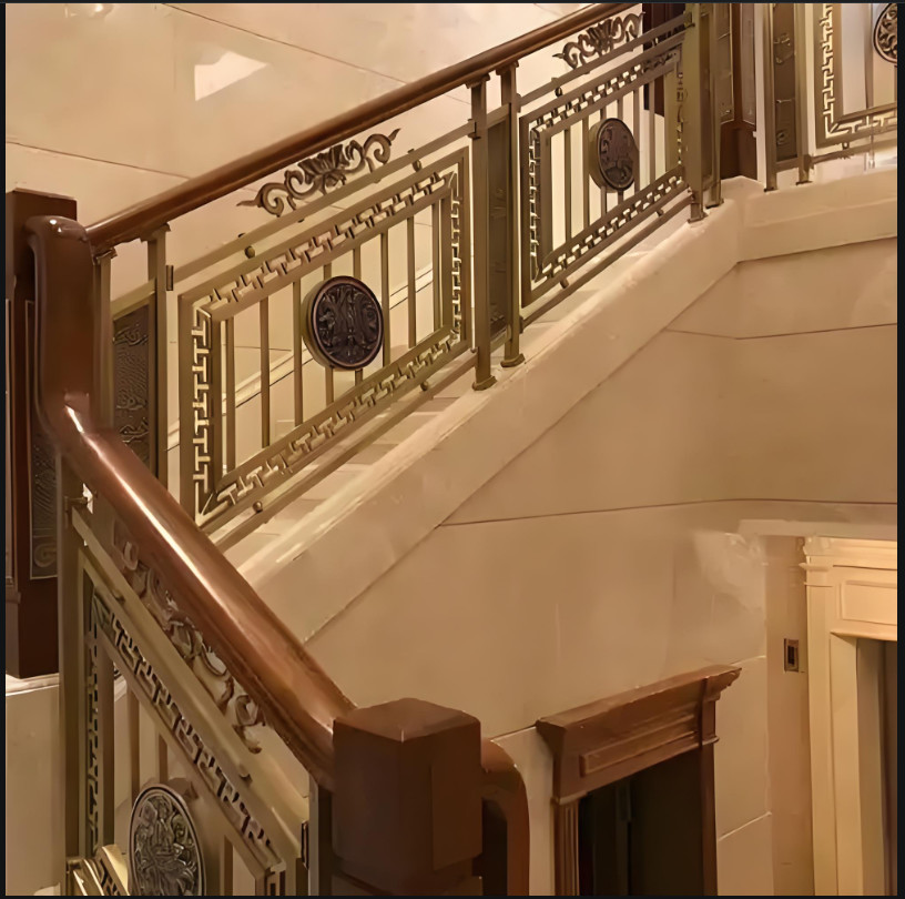 Zinc Steel Wood Grain Railing Anti Rust Balcony Stair Fence Easy Install