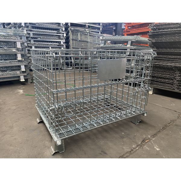 Industry Bulk Storage Stackable Stillage Cage Folding Galvanized 800x1200 Wire Mesh