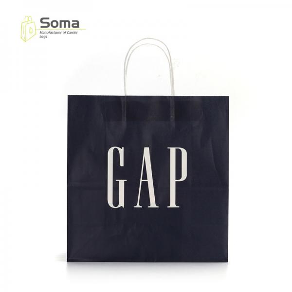 Buy Fancy Customized Black Luxury Gift Kraft Paper Shopping Bags at wholesale prices