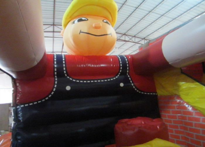 Inflatable Construction worker themed combo PVC material inflatable jumping house building combo for sale
