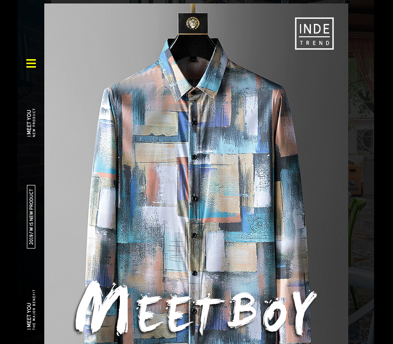 Long Sleeve Men's Flower Print Shirt in Custom Cotton All Over Plus Size Casual Print