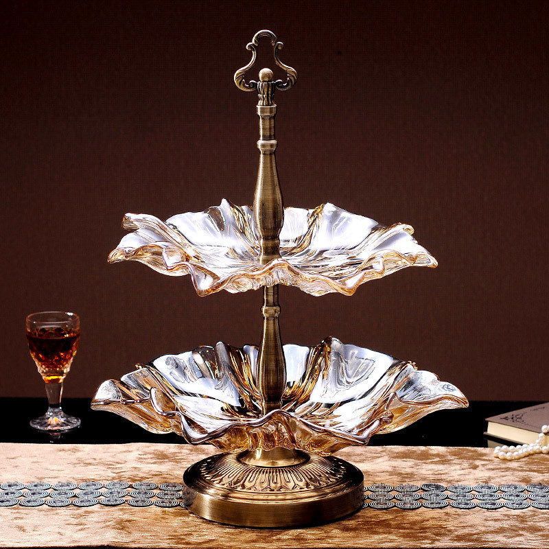 Luxury Decorative Handmade Bronze Glass Fruit Bowl