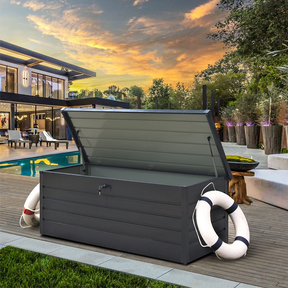 Modern Design AJUNION 600L Metal Waterproof Outdoor Garden Storage Box for Poolside