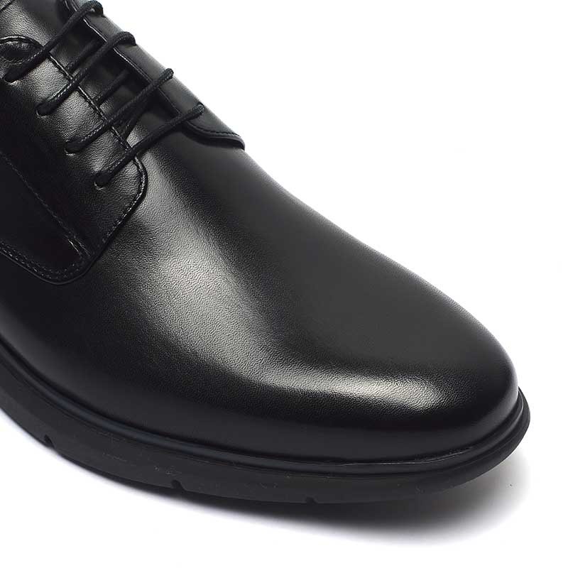 Black Lace Up Anti Odor Breathable Mens Genuine Leather Casual Shoe
