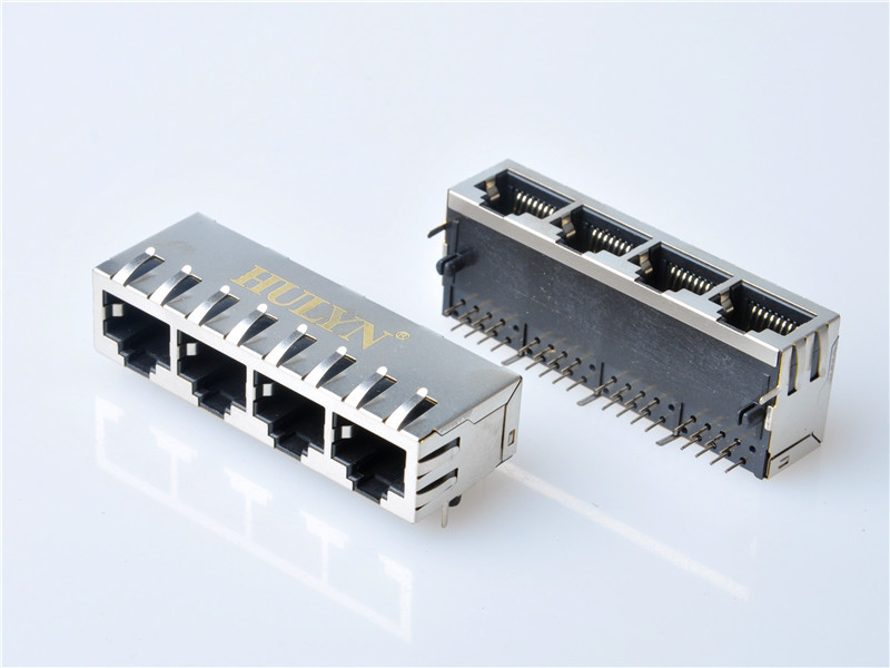 HULYN RJ45Jack, Shielded RJ45 Modular Jack Connector,with LEDs, 1x4Ports,RJ45 connector LED