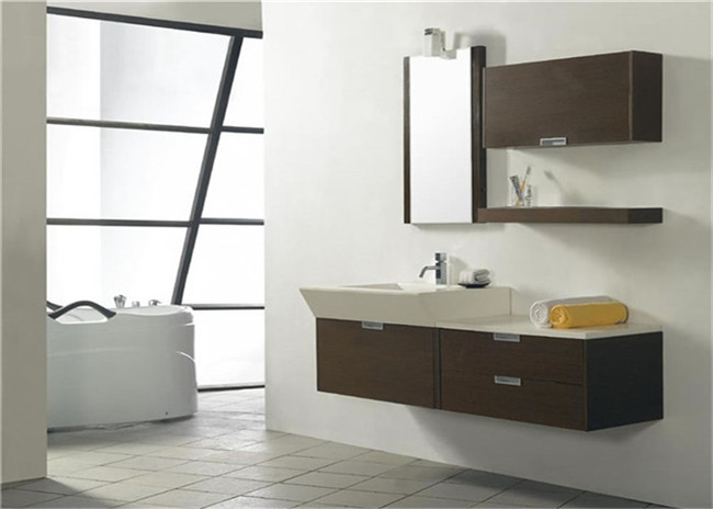 Modern Style Custom Bathroom Vanity Cabinets Lacquer Surface With Quartz