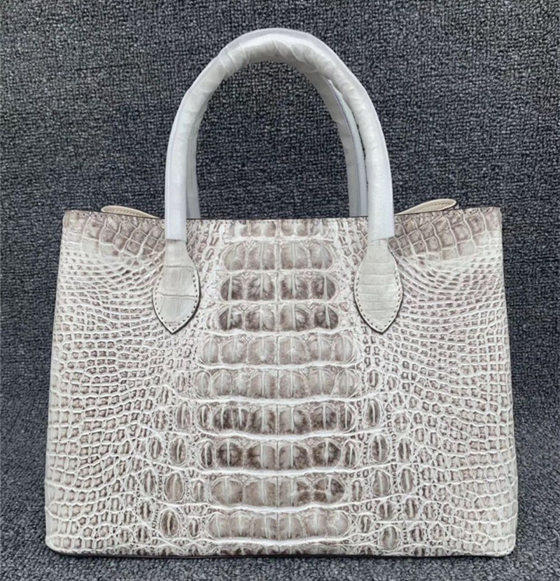 Authentic Alligator Skin Female White Purse Lady Three-way Handbag Genuine Crocodile Leather Women Single Shoulder Bag