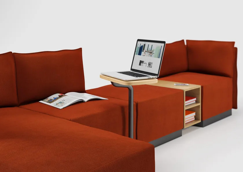 Aesthetic Interior Sectional Fabric Sofa With Integrated Magazine Rack