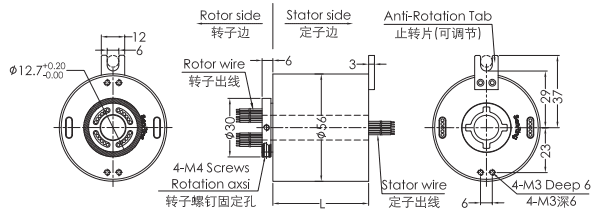 uh1256-02 series UH1256-02 Series USB2.0 Signal Slip Ring slip ring Drawing 