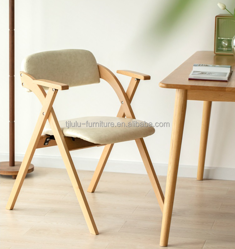 Durable Home Furniture Modern Foldable Wood Folding Chair for Restaurant and Living Room