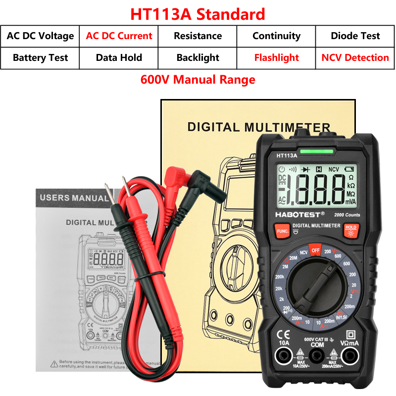 200Ohm 200mV 200mA Handheld Digital Multimeter