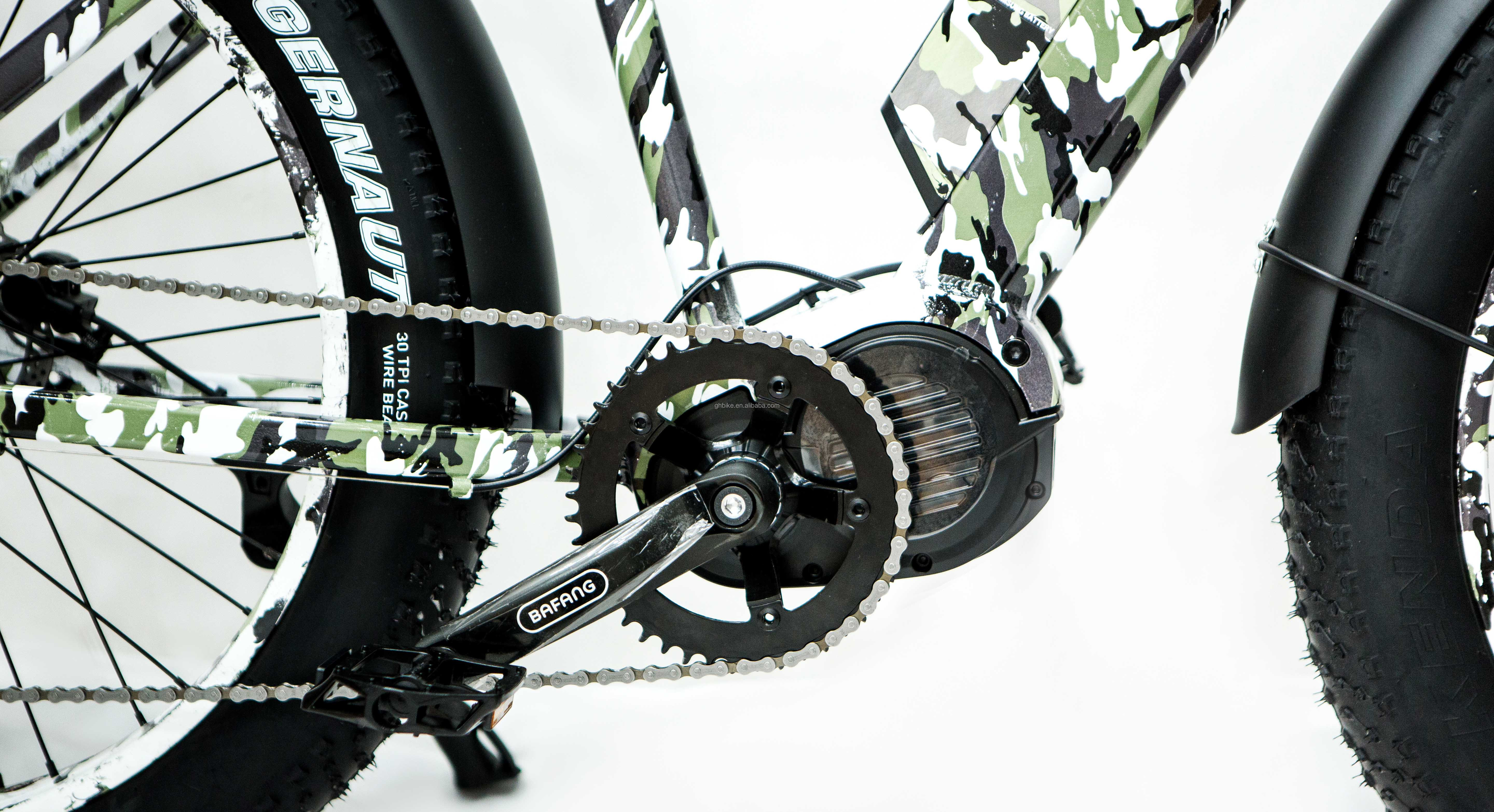 26" BaFang 1000W 48V 14AH Electric Fat Tire Middle Motor Mountain Bike for USA Market