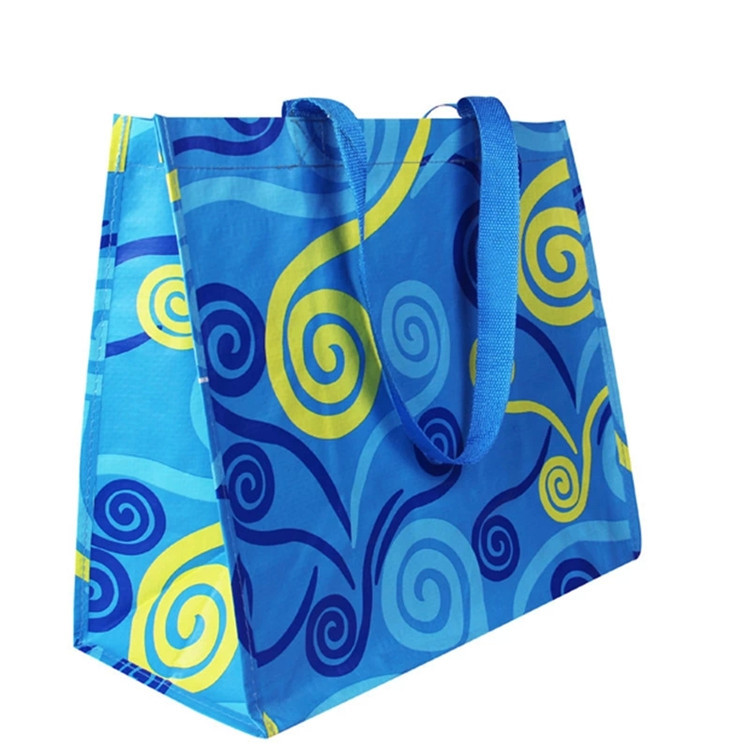 Bolsas ecologicasl custom logo bopp laminated recycled pp woven shopping tote bag with round bottom