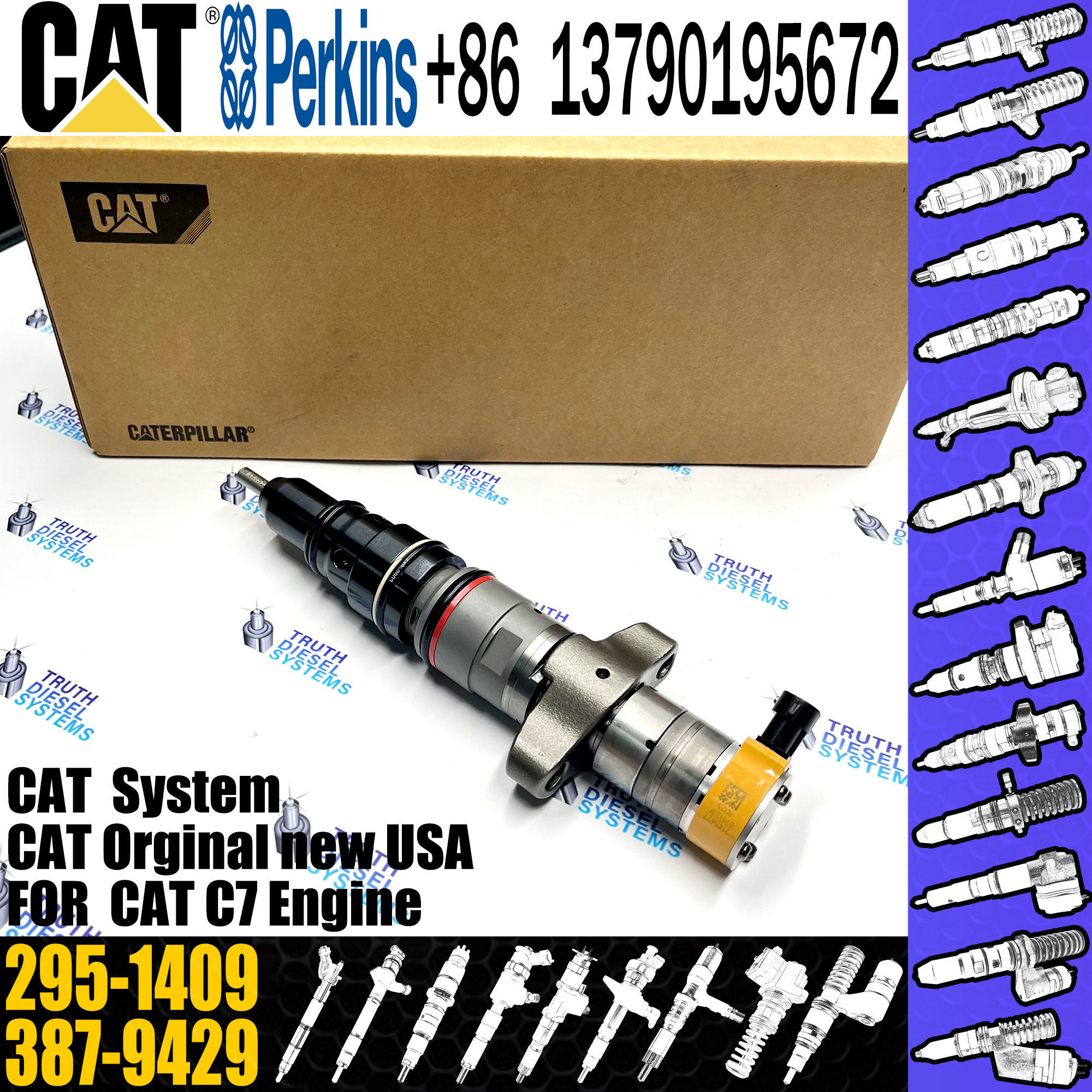 Diesel Fuel Injector 10R-4762 243-4503 387-9429 295-1409 For Cat C7 Engine